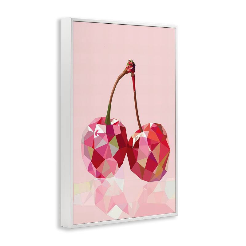Stupell Pink Geometric Cherries Framed Giclee Art Design By LSR Design Studio