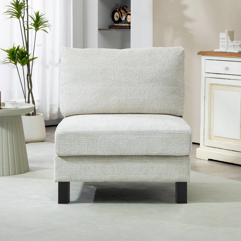 Modular Sofa Middle Module with Chenille Fabric and Thick Cushions for Custom Sofa Configurations - 30.3" W x 30.7" D x 34.6" H