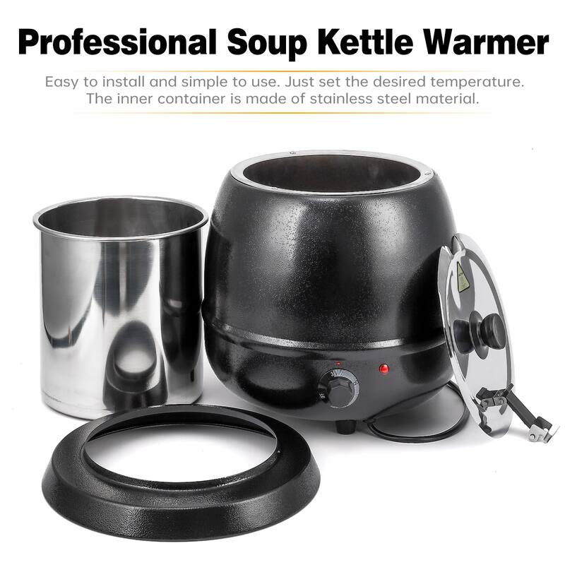 10.5QT Commercial Soup Kettle Warmer with Detachable Chafing Dish - 10.5 Quart