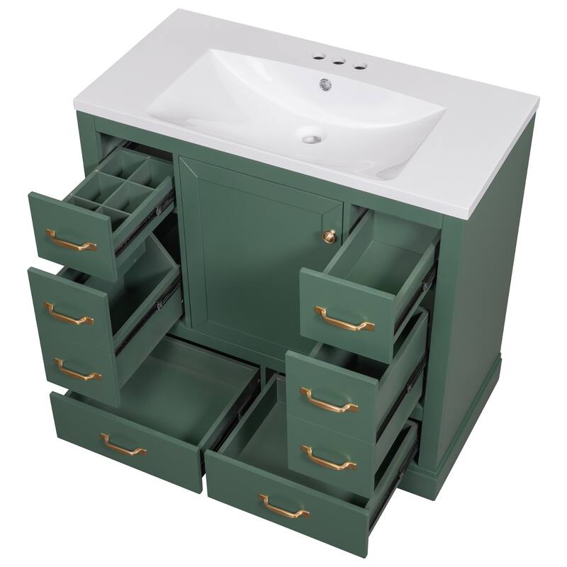 Freestanding 36" Vanity with Solid Wood, Undermount Sink, and Ample Storage - Grey Finish - 36in L