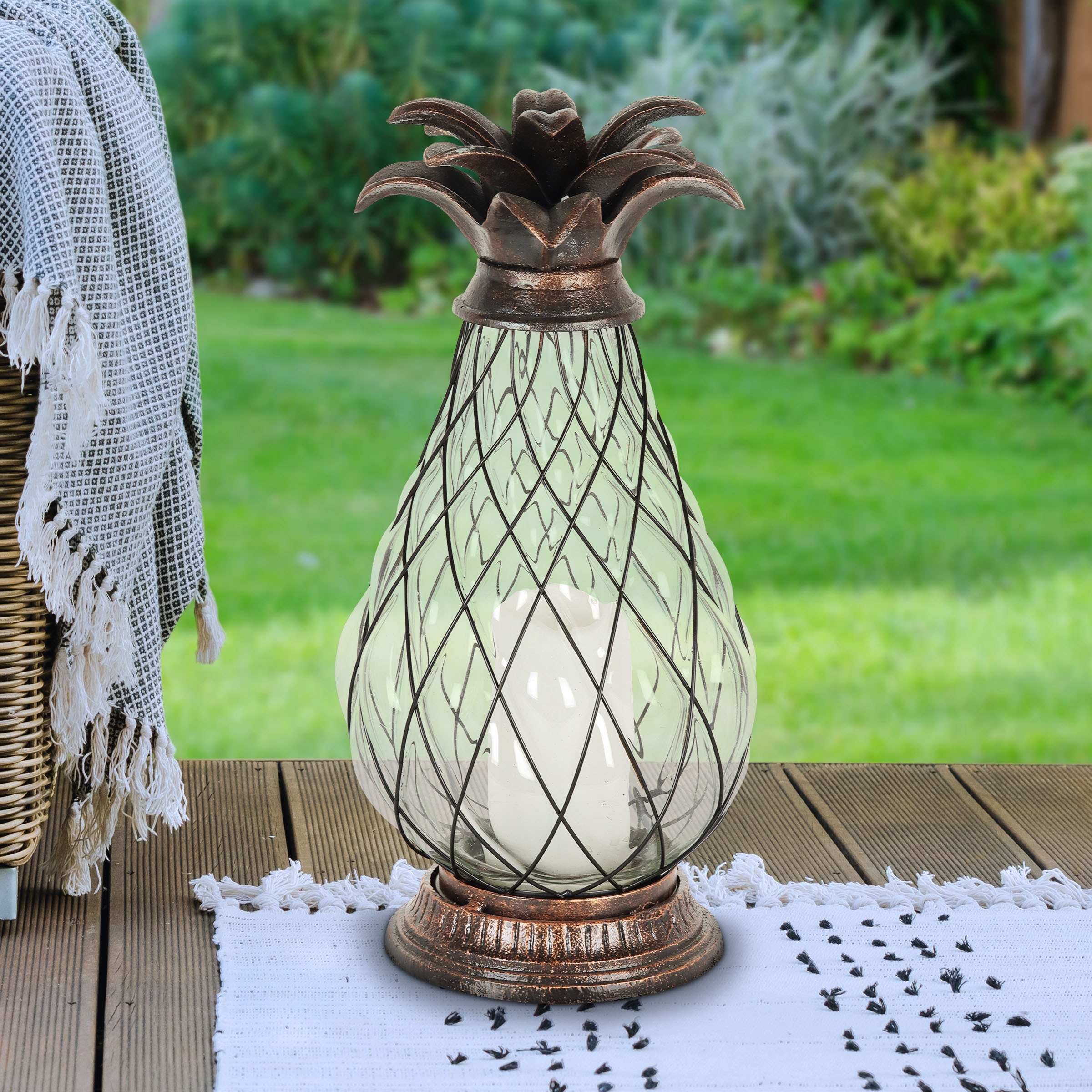 Pineapple lantern with led candle on sale