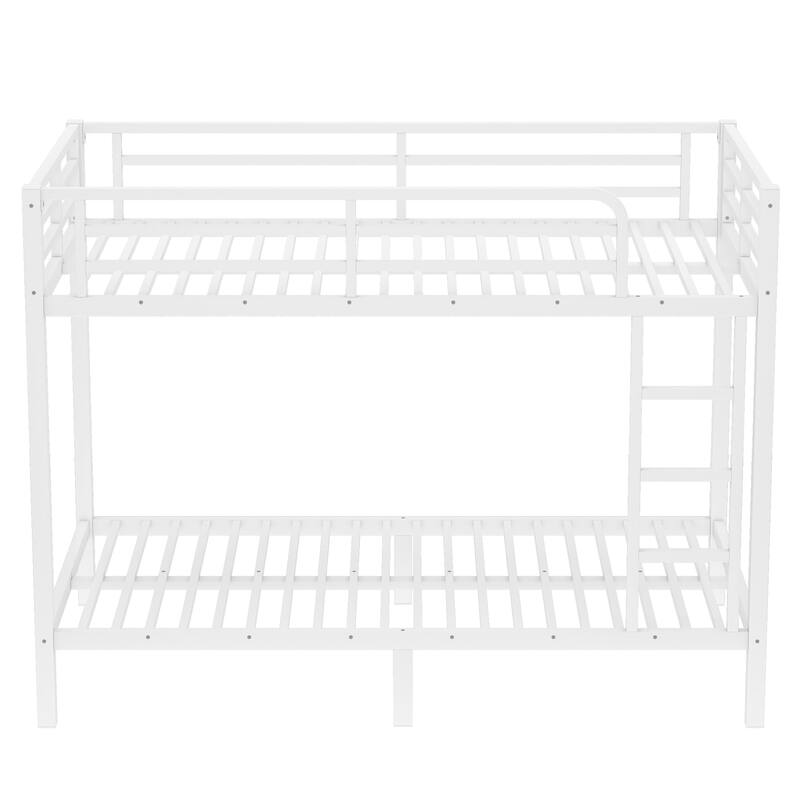 Space-Saving Twin XL over Twin XL Metal Bunk Bed for Teens and Adults, Noise Reduced, No Box Spring Needed, White