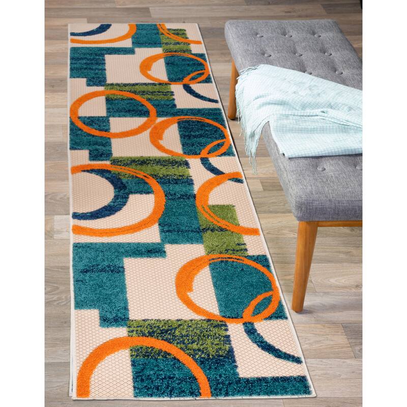 World Rug Gallery Modern Boxes Abstract Indoor/Outdoor Area Rug