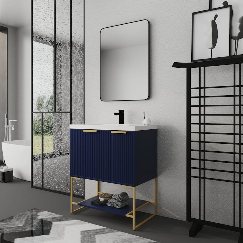 30 Inch Freestanding Bathroom Vanity With Resin Basin,30x18