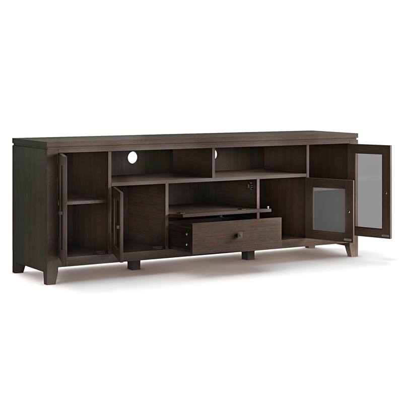 WYNDENHALL Essex SOLID WOOD 72 inch Wide Contemporary TV Media Stand For TVs up to 80 inches