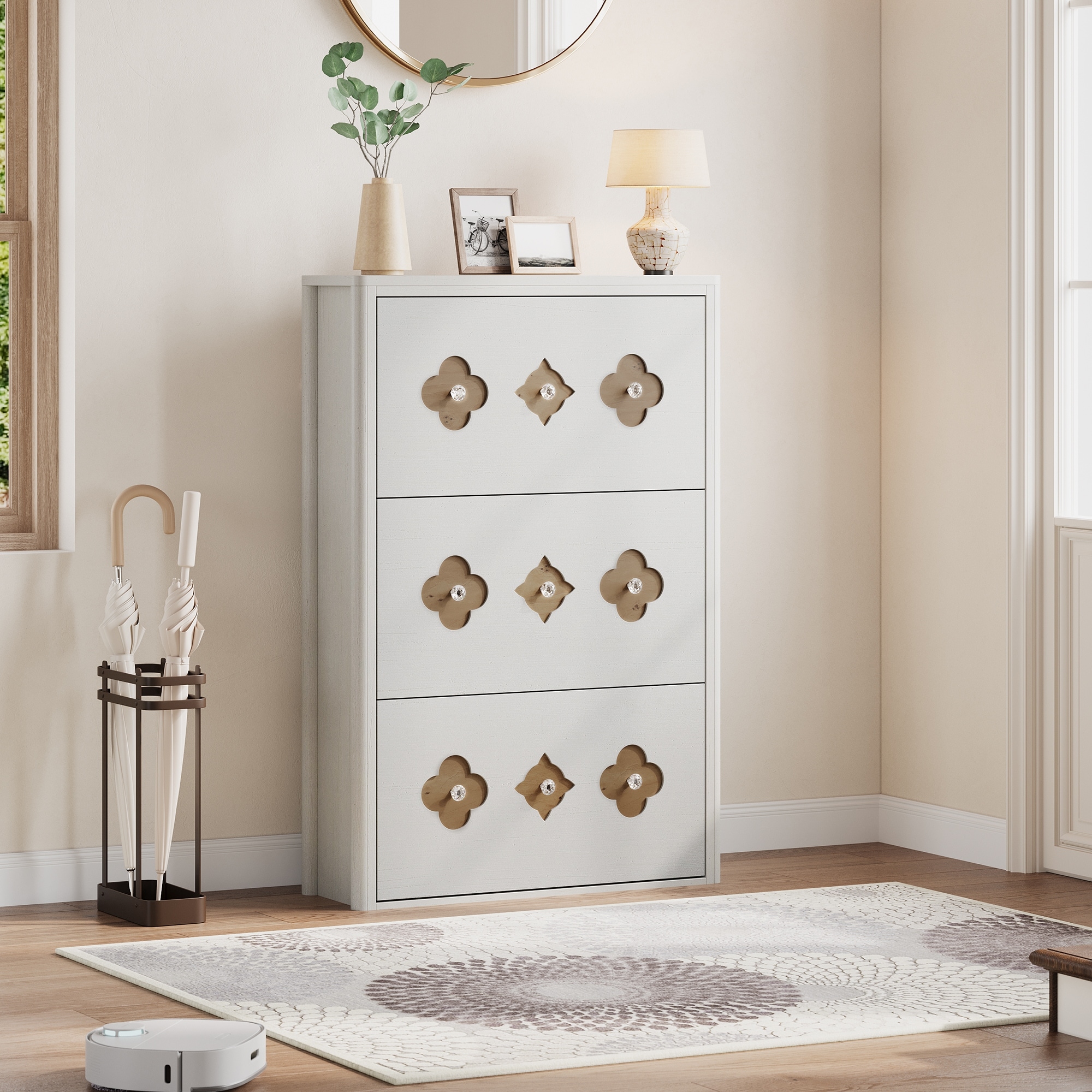 Shoe Cabinet with 3 Flip Drawers, Freestanding Slim Shoe Organizer Cabinet