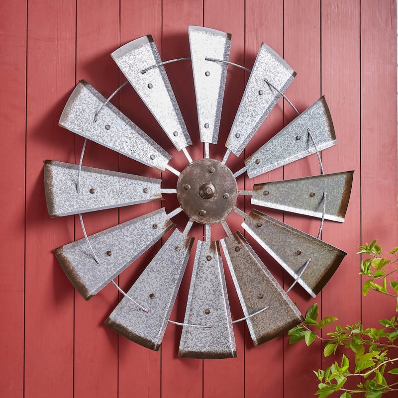 Glitzhome Farmhouse Rustic Wind Spinner Wall Decor