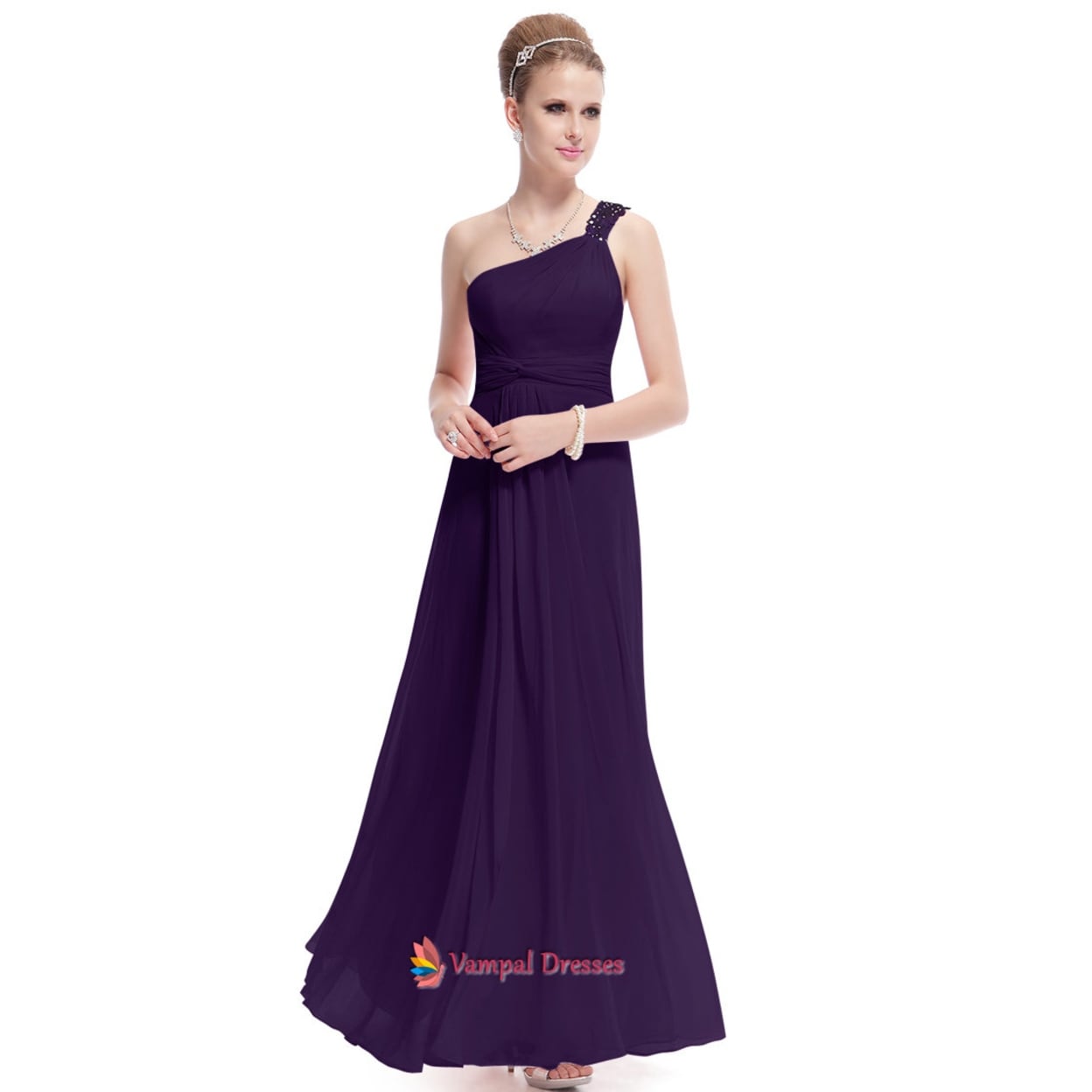 Purple One Shoulder Long Party Dresses Dark Bridesmaid Purple One Shoulder Long Party Dresses Dark Bridesmaid