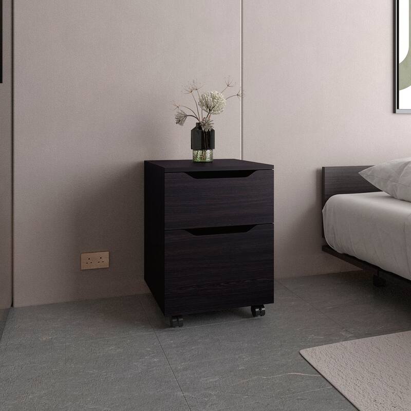 Open Shelves Nightstand with One Door for Efficient Bedroom Storage - Black - 1-drawer