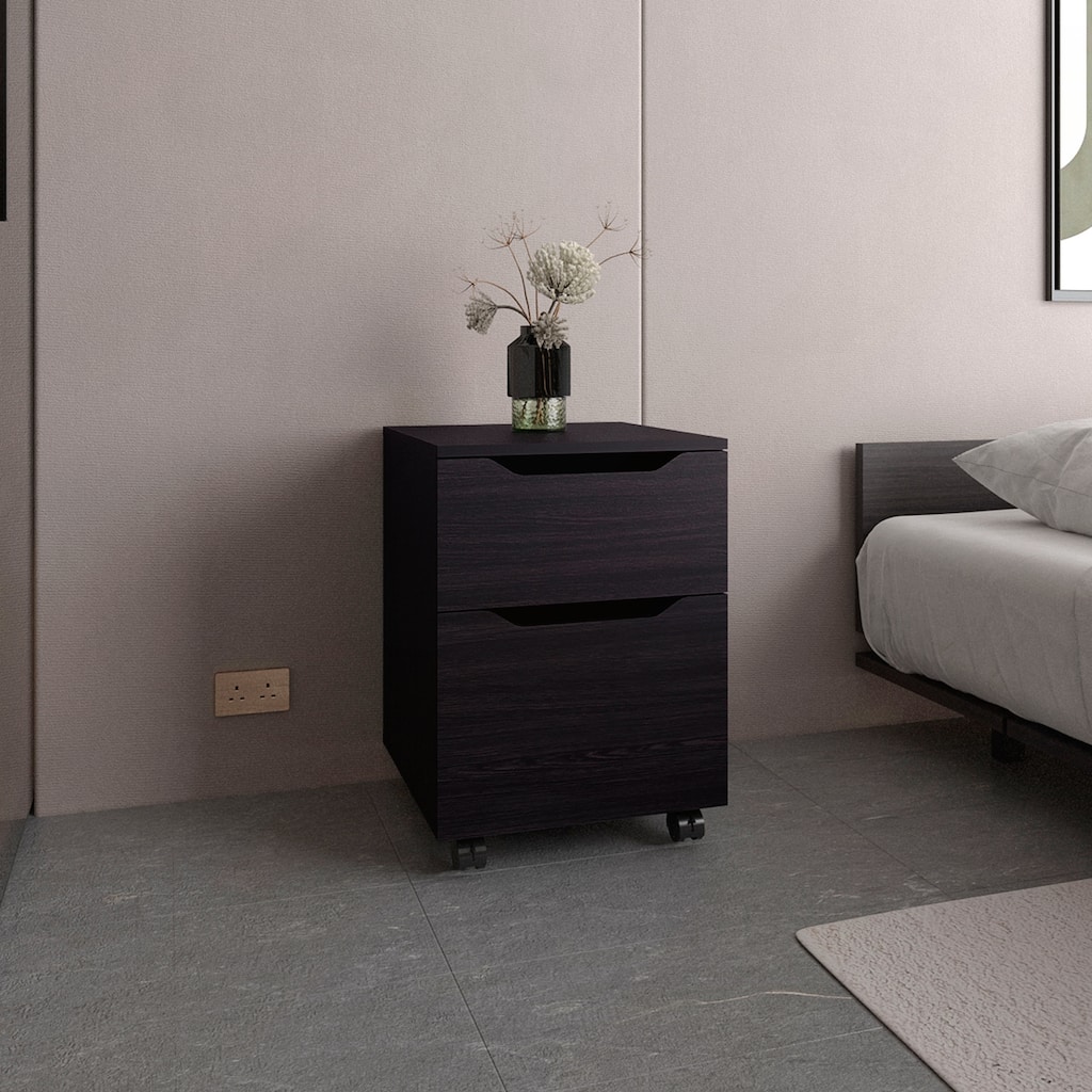 Open Shelves Nightstand with One Door for Efficient Bedroom Storage