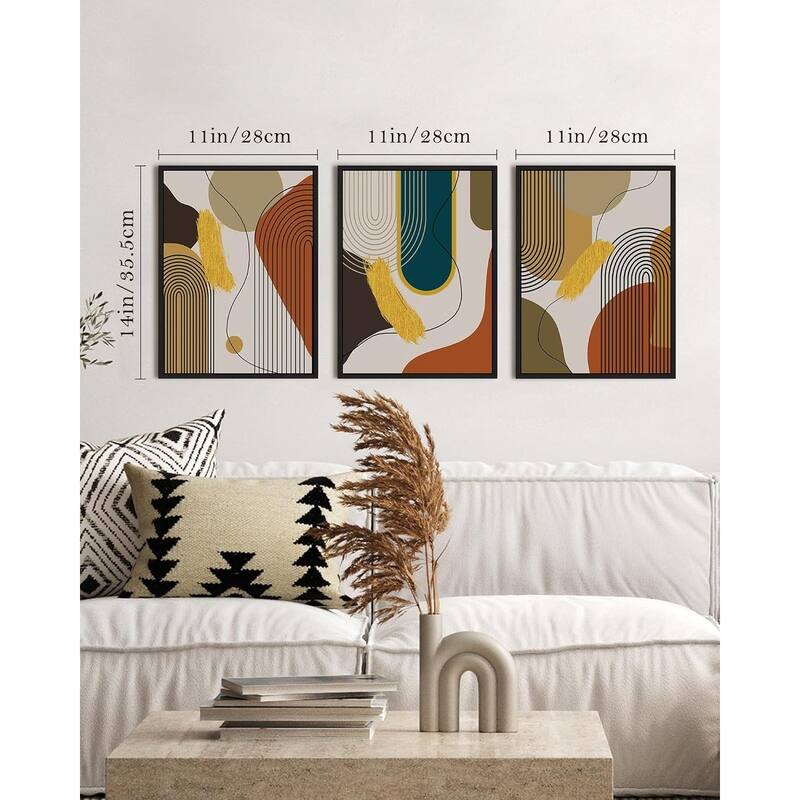 Abstract Framed Wall Art Modern Minimalist Luxury Gold Line Artwork