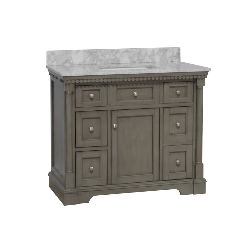 KitchenBathCollection Sydney 42" Bathroom Vanity with Carrara Marble Top