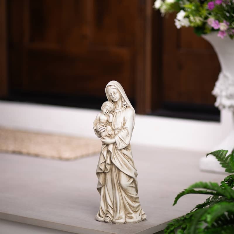 Standing Mary with Baby Jesus Statue - 14.5" - Beige