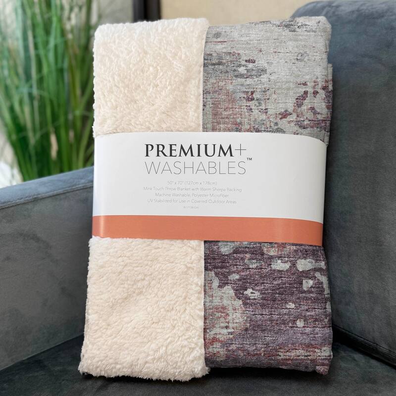 Premium Machine Washable ASB69 Abstract Modern Sherpa Throw Blanket