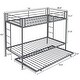 preview thumbnail 8 of 29, Twin Over Twin Bunk Bed with Trundle, Metal Bunk Bed with Two Side Ladder and Guardrails