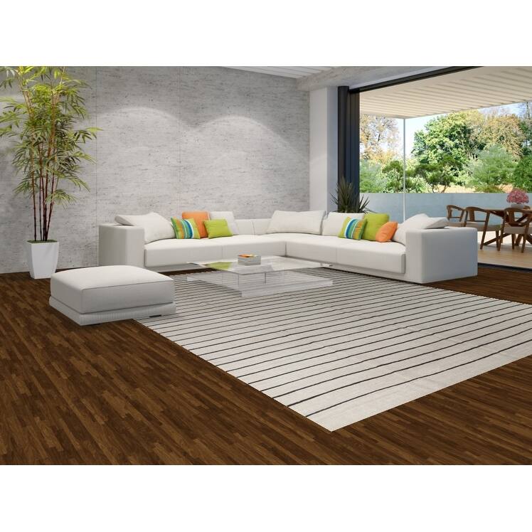 Hand Woven Oriental Cotton Carpet Modern All-Over Beige & Ivories Kilim Area Rug - 13' 3'' X 10' 1''