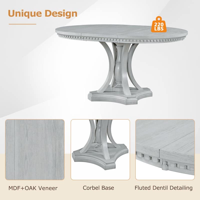 5-Piece Retro Dining Set with Extendable Fluted-Edge Table & Tufted Armchairs by Harper&Bright Designs
