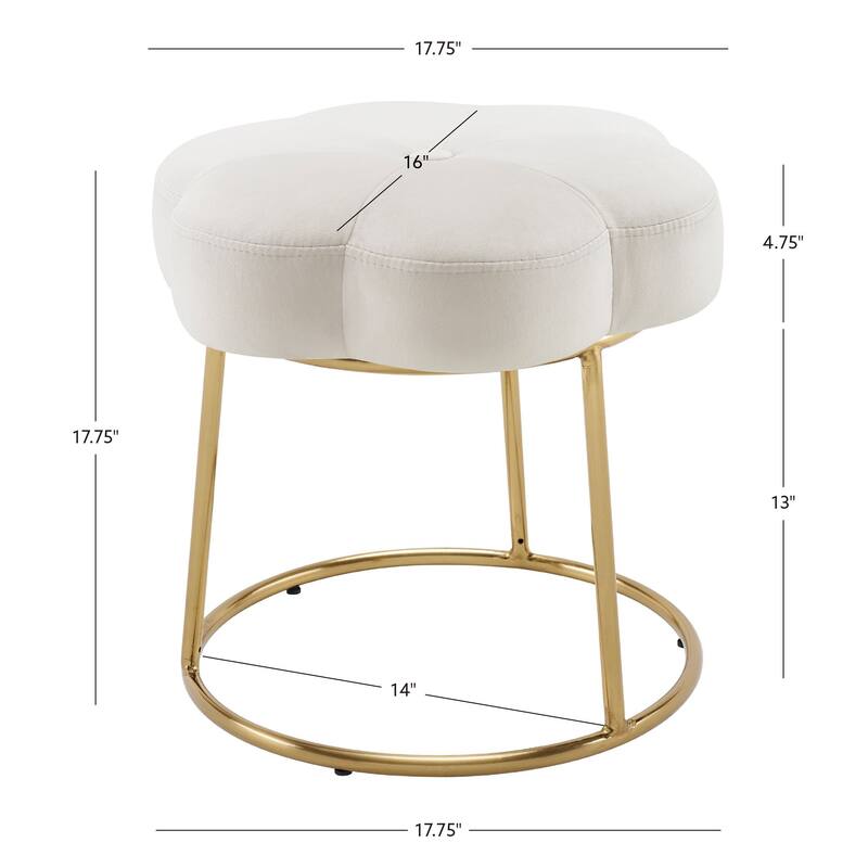 Floral Accent Vanity Stool - 17.75" - White and Gold