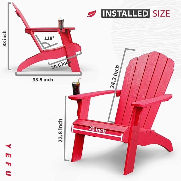 dimension image slide 0 of 7, WINSOON HIPS Oversized Adirondack Chair with Cup-Holder