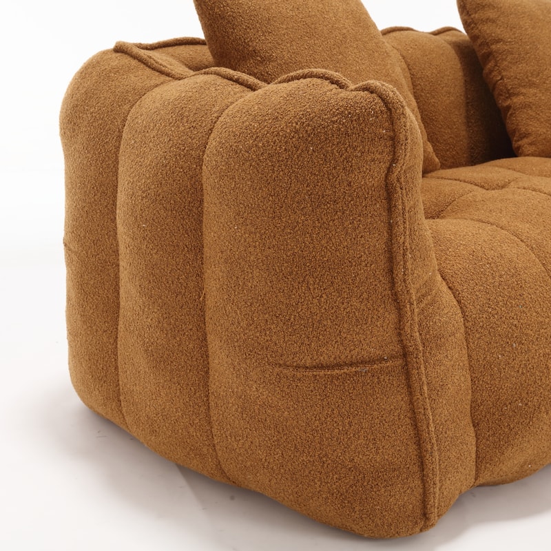 66" Chenille Square Beanbag Chair with High-Resilience Foam Core, Armrests and Handle