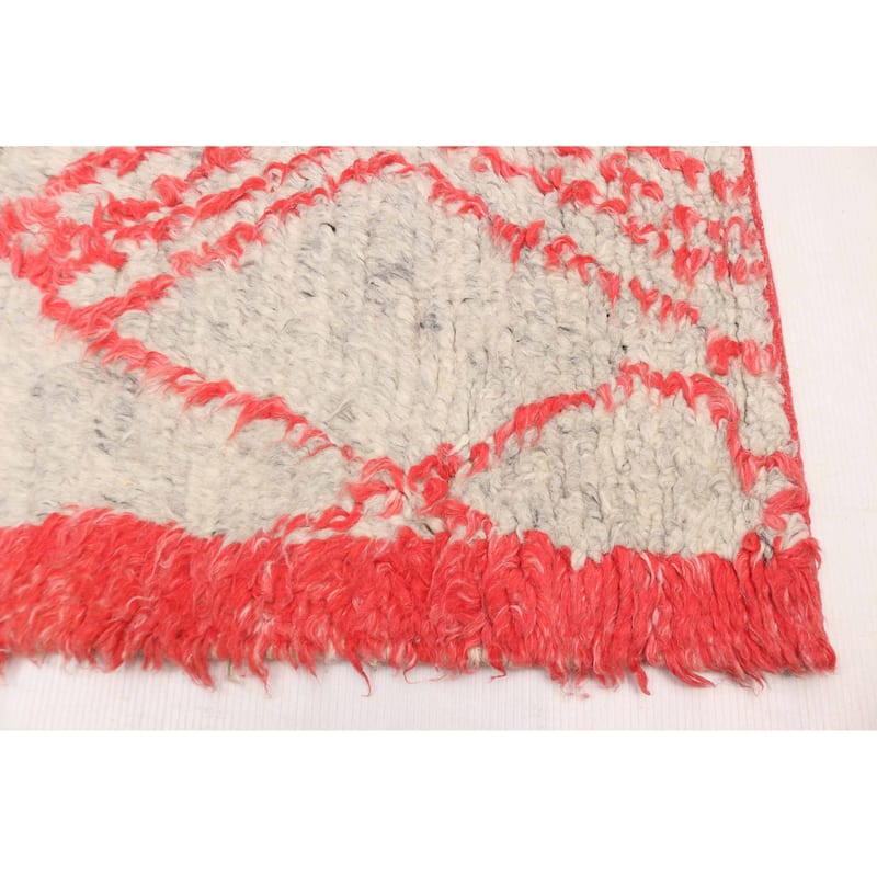 ECARPETGALLERY Hand-knotted Tangier Light Grey, Red Wool Rug - 8'1 x 9'8