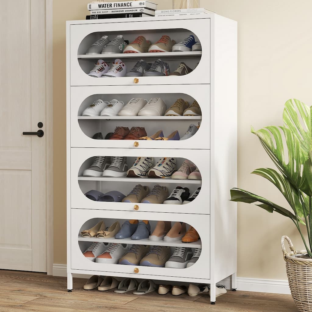 Entryway Shoe Storage Cabinet with 3/4 Flip Doors, Shoe Rack Organizer for Hallway