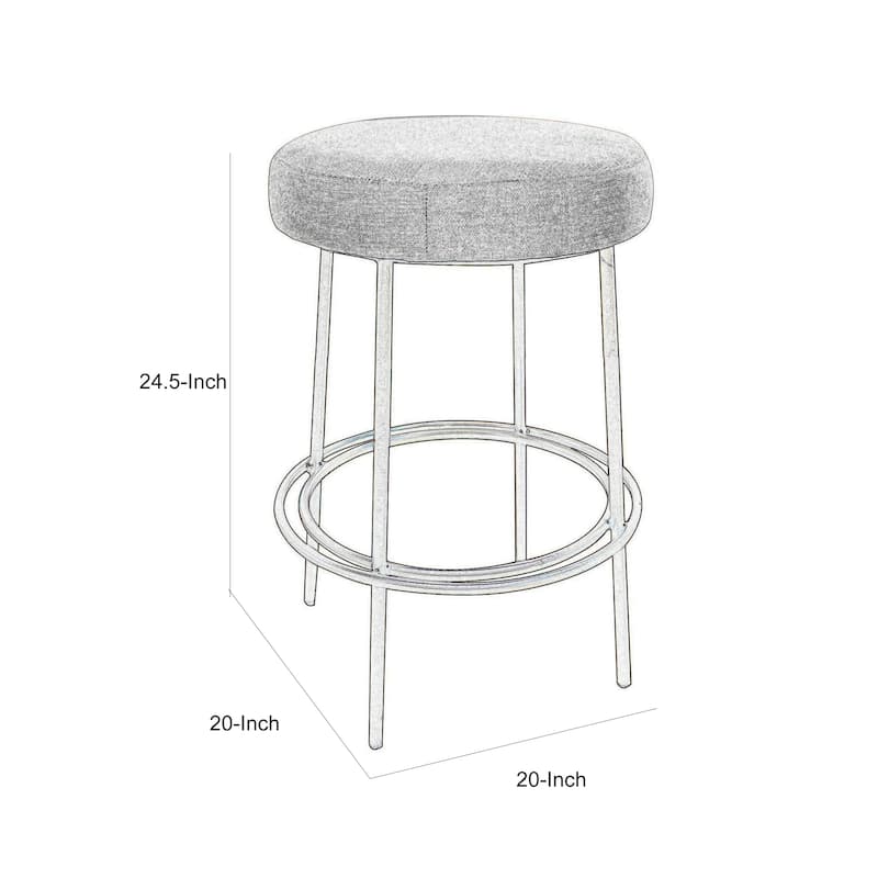 Tomy Counter Height Stool, Blacksmith Gold Metal Frame, Beige Polyester