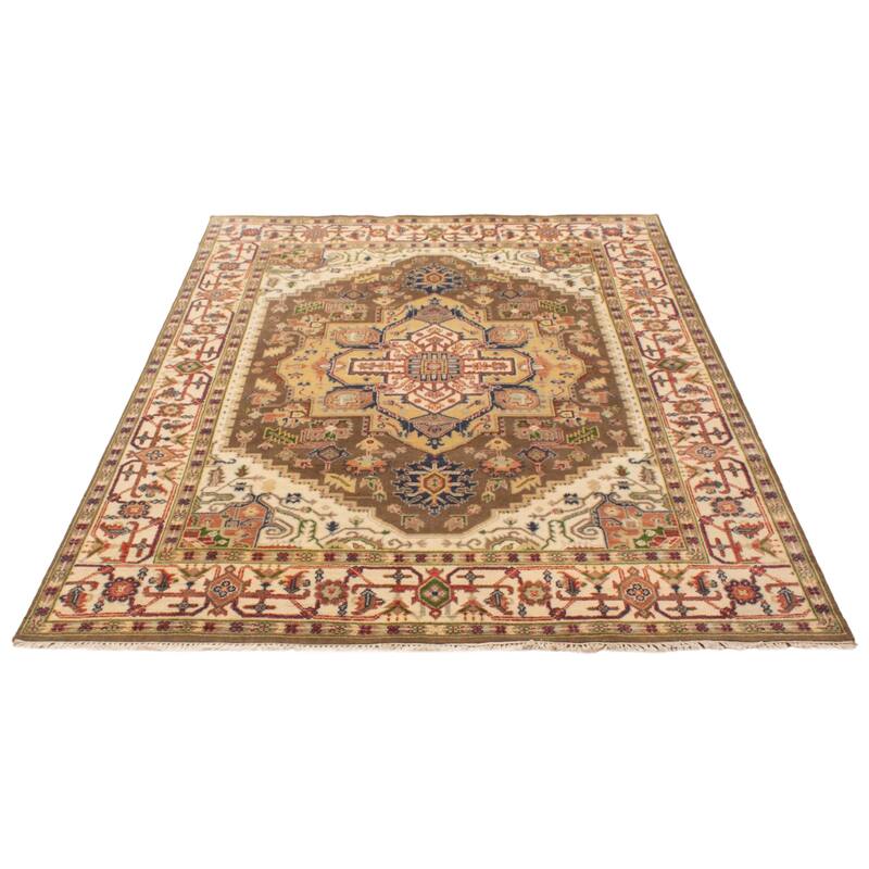 ECARPETGALLERY Hand-knotted Serapi Heritage Brown Wool Rug - 7'11 x 10'4
