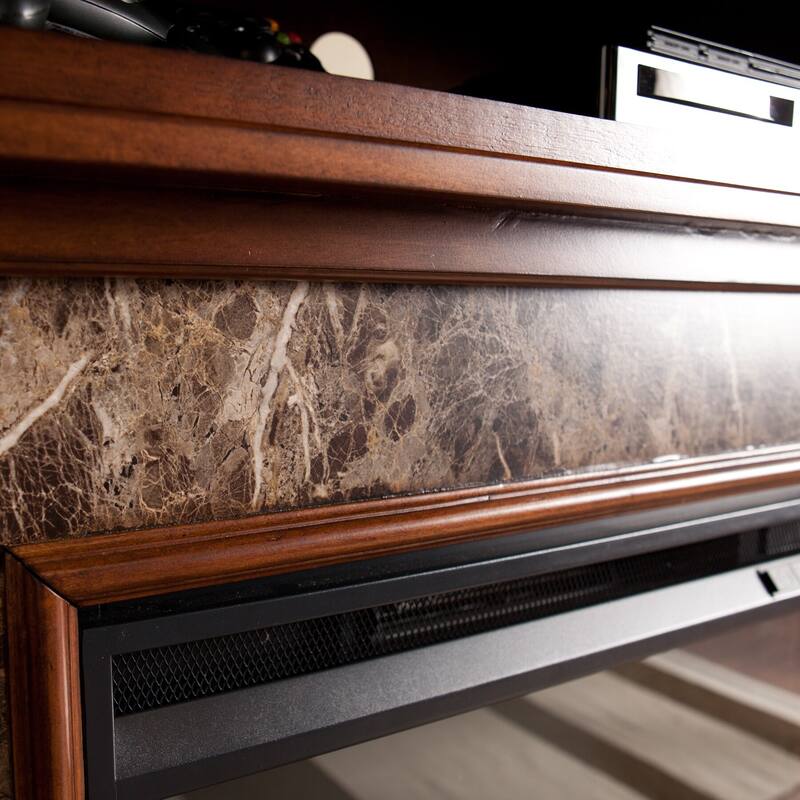 SEI Furniture Maple Faux Stone Electric Media Fireplace