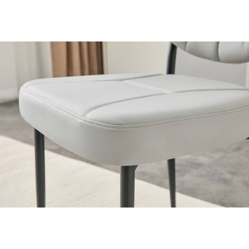 Set of 4, 20" PU Leather Upholstered Dining Chairs with Metal Legs
