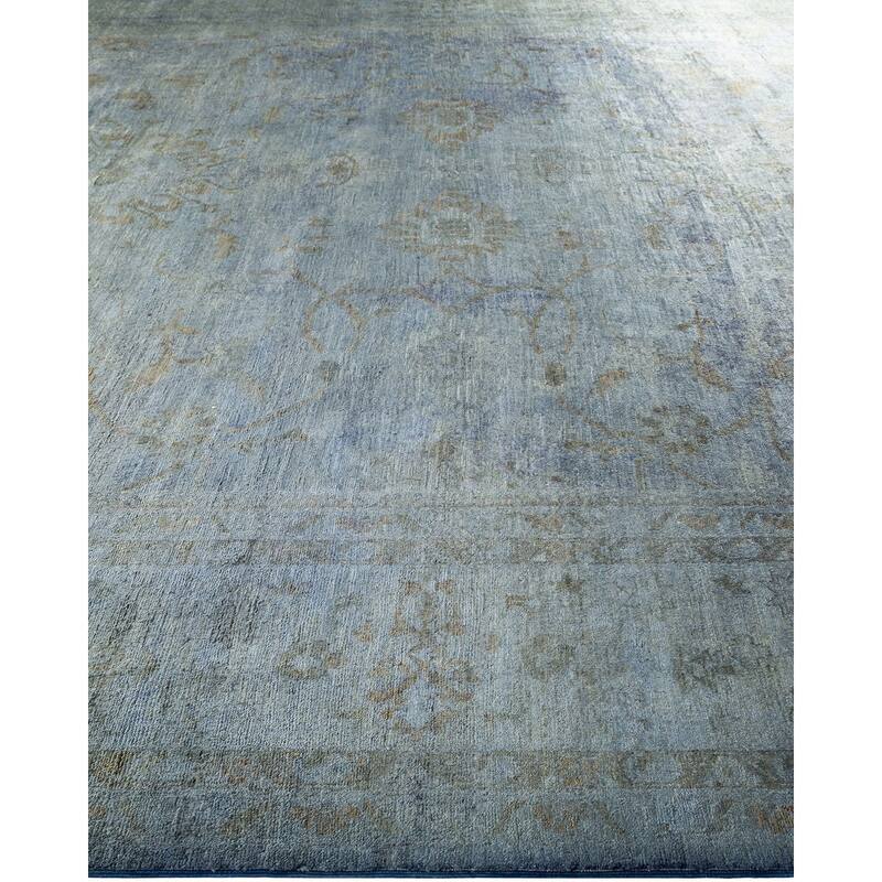 Overton Hand Knotted Wool Vintage Inspired Modern Contemporary Overdyed Purple Area Rug - 11' 10" x 14' 9"