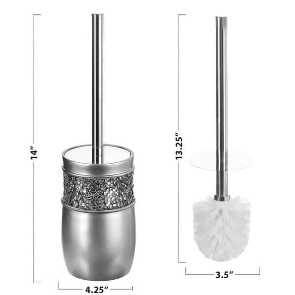 Creative Scents Brushed Nickel Silver Toilet Brush with Holder On