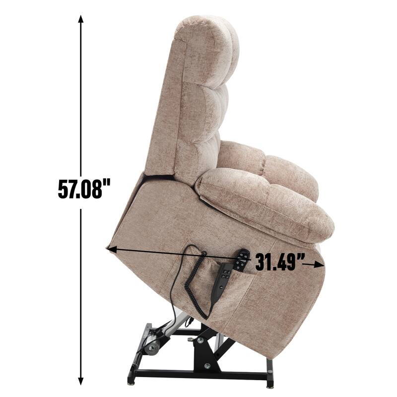 Roomfitters Oversized Power Lift Recliner Chair Dual Motor Infinite Position Heat Massage Sofa for 350lbs Capacity
