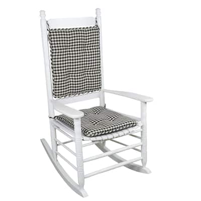 Non-Slip Gripper Gingham Rocking Chair Cushion Set