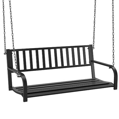 Yaheetech Hanging Porch Bench Outdoor Swing Bench Chairs with Chains