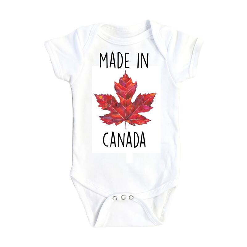 Canada Made Leaf - Baby Boy Girl Clothes Infant Bodysuit Funny Cute Newborn - White - 0-3M