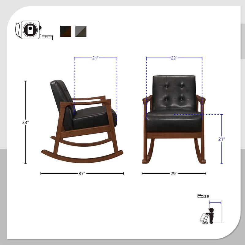 Rivulet Tufted Wood Arm Rocking Chair