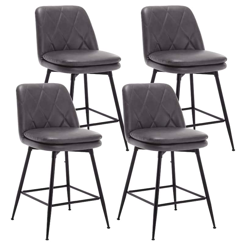 26"/29" Faux Leather Swivel Counter and Bar Height Stools (Set of 4)