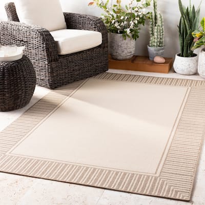 Livabliss Felice Border Indoor/ Outdoor Area Rug - 5'3" Round - 5'3" Round