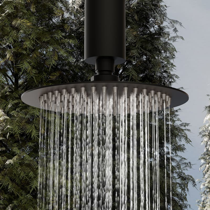 Modland Wall Mount Outdoor Shower Head with 316 Stainless Steel, 10-Grade Anti-Rust, Matte Black/Brushed Nickel