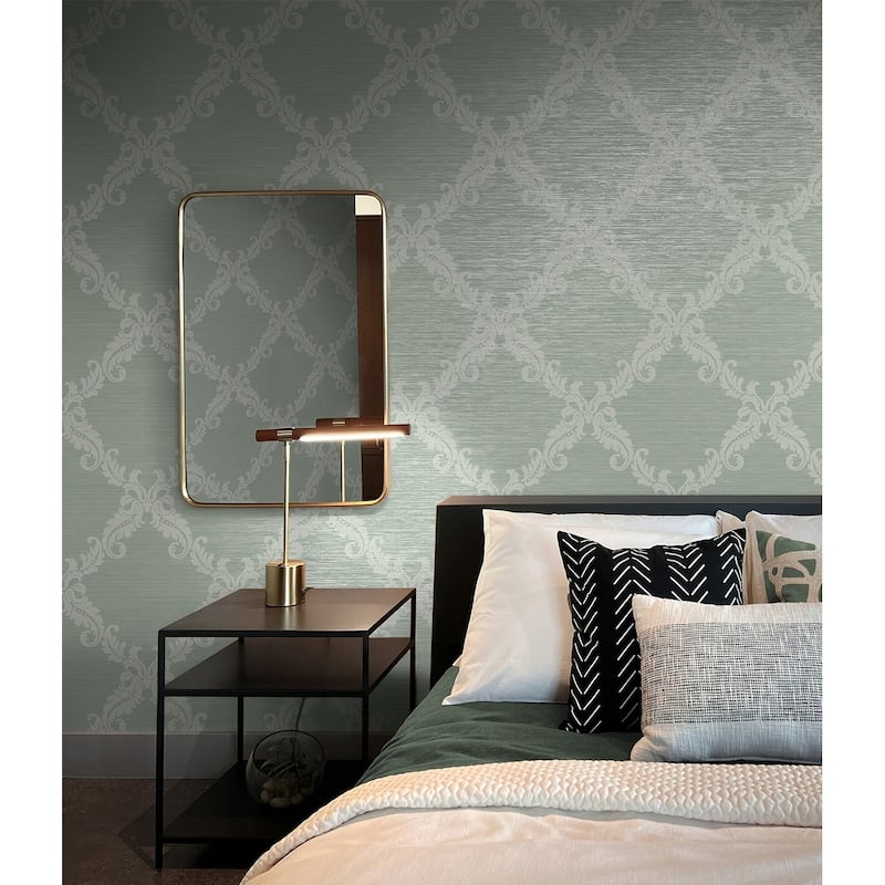 Seabrook Designs Kiran Scroll Frame Non-Woven Unpasted Wallpaper