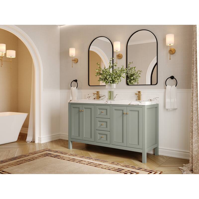 Willow Collections 60 in. W x 22 in. D Nashville Double Bowl Sink Bathroom Vanity with Countertop