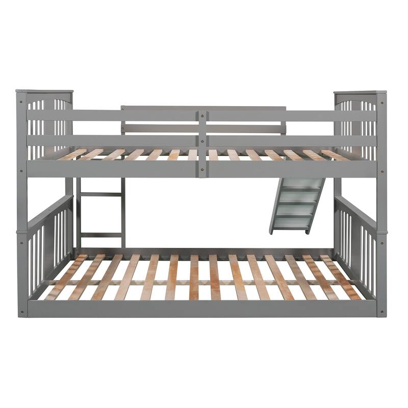 Gray Full Bunk Bed with Ladder and Slide