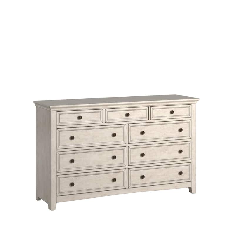 Ediline 9-Drawer Wood Modular Storage Dresser and Mirror by iNSPIRE Q Classic - Antique White Dresser WITHOUT Mirror