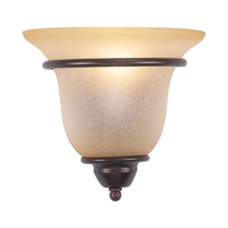 Monrovia 1 Light Bronze Flush Wall Sconce Cognac Glass - 10-in W x 9.5-in H x 5-in D