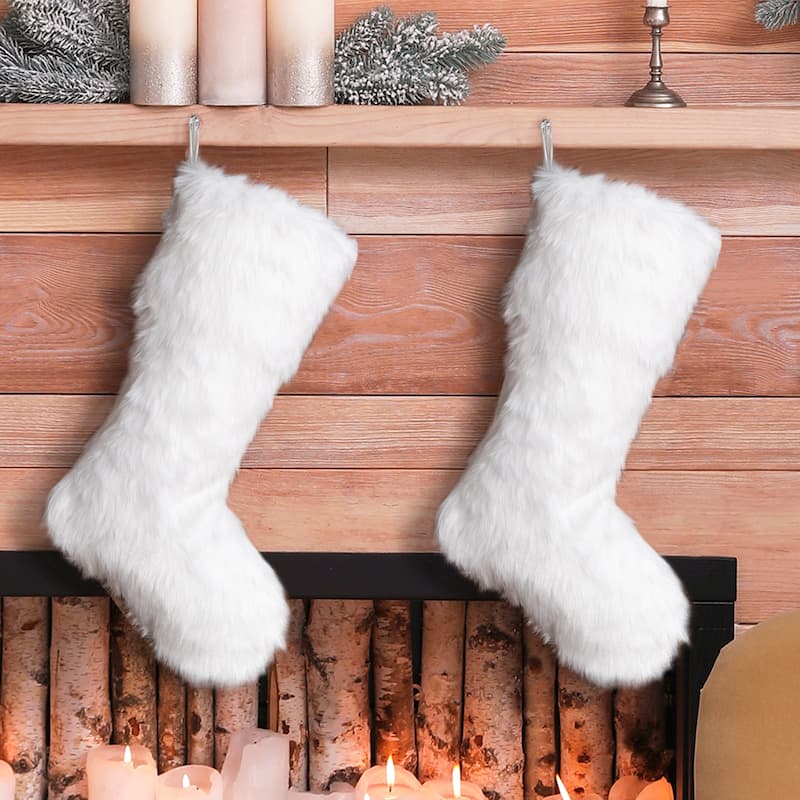 Glitzhome 21"L Plush Christmas Stockings