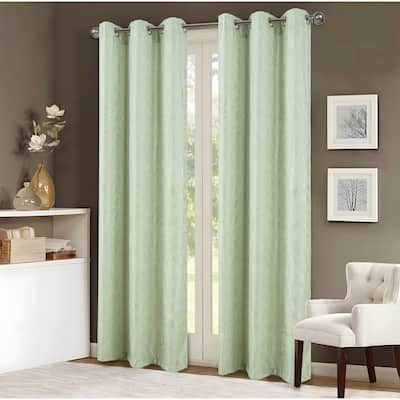 Bexley Foil Print Leaves Window Curtain Set