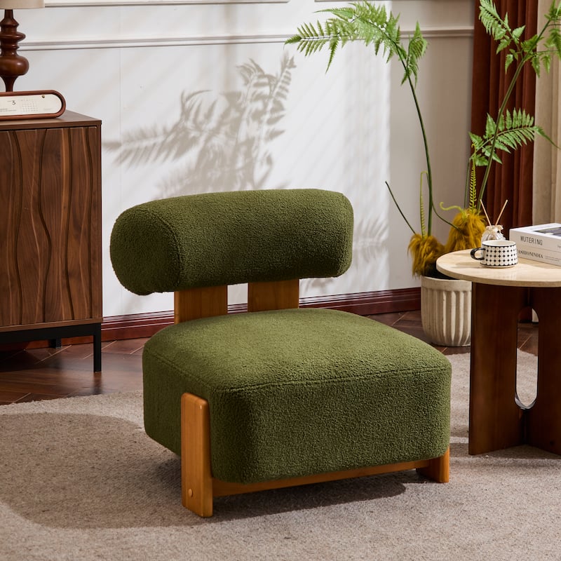 Christopher Knight Home - Mid-Century Fabric Accent Chair with Curved Backrest and Solid Rubberwood Frame