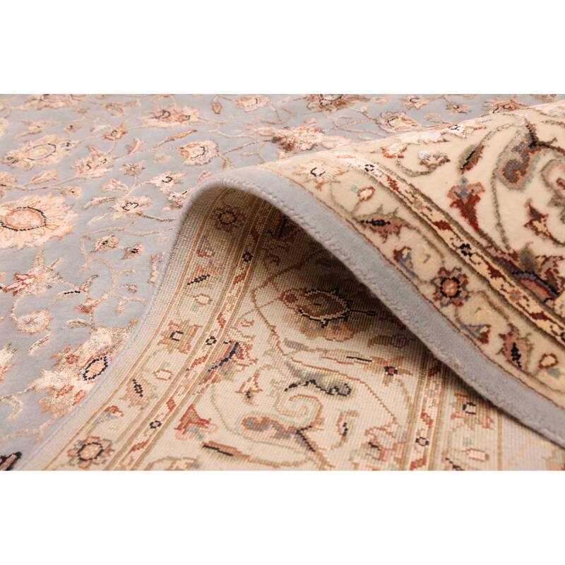 ECARPETGALLERY Hand-knotted Mirzapur Grey Viscose, Wool Rug - 5'6 x 8'0