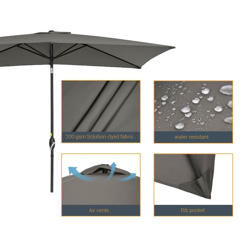 LIVOOSUN 10x6.5ft Patio Market Umbrella Aluminum Table Umbrellas